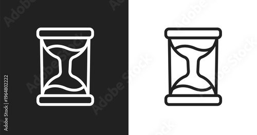Sand timer icon. Linear black, white icon from computer applications collection. Outline sand timer vector. Thin line symbol isolated on white and black background