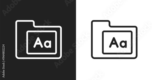 Fonts icon. Linear black, white icon from computer applications collection. Outline fonts vector. Thin line symbol isolated on white and black background