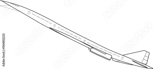 Supersonic Jet Mach Vector Outline Illustration High-Speed Aircraft Design

