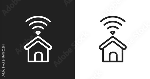 Smarthome icon. Linear black, white icon from technology collection. Outline smarthome vector. Thin line symbol isolated on white and black background