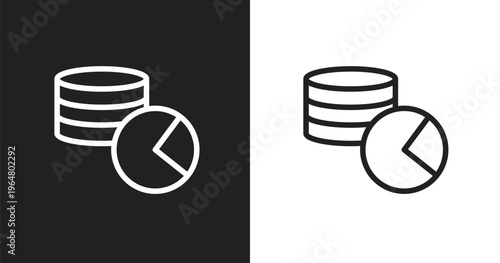Database usage icon. Linear black, white icon from data organization collection. Outline database usage vector. Thin line symbol isolated on white and black background