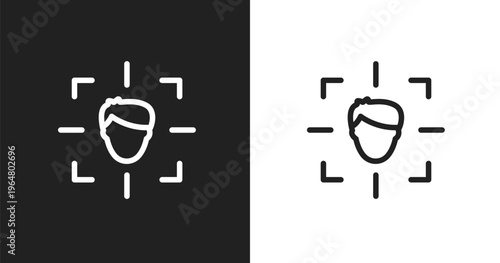 Detection icon. Linear black, white icon from artificial intelligence collection. Outline detection vector. Thin line symbol isolated on white and black background
