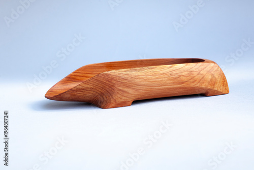 wooden dish for serving Chinese tea isolated