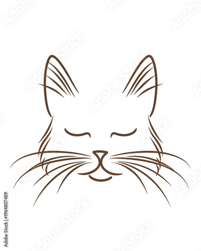 Cat whisker icon in simplified line illustration isolated on white background 