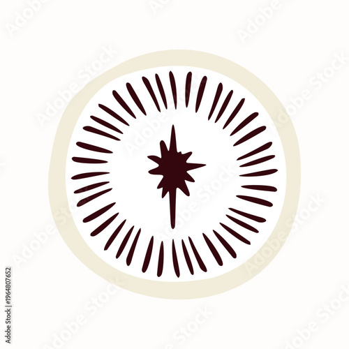 Simple Star of Bethlehem for Christmas season icon. Hand drawn vector motif isolated on white. For faith based religious design