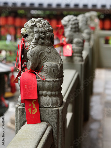 China Shanghai Jade-Buddha Tempel Chinesischer Wächterlöwen 