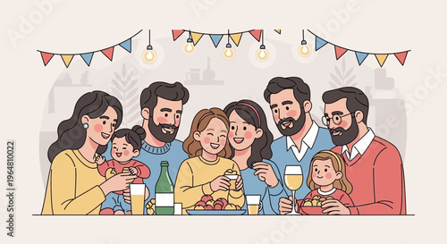 Family Celebration Gathering with Multi Generational Relatives