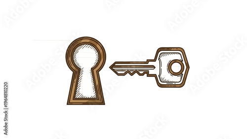 A golden metal key isolated on a transparent background serves as an antique business symbol for security and a conceptual unlock to success.