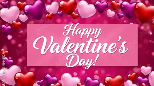 Happy valentines day greeting with hearts border