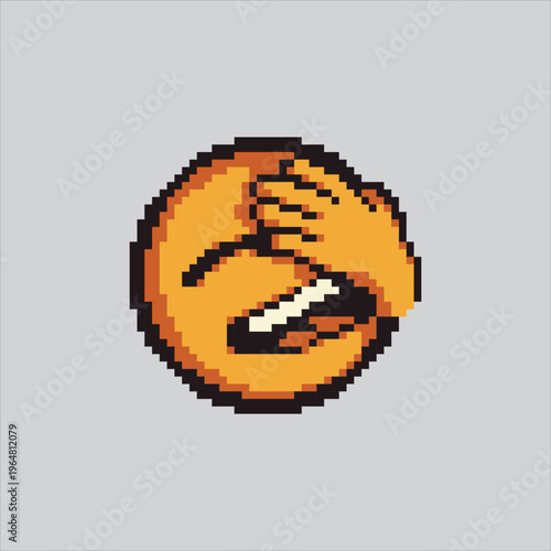 Pixel art illustration Facepalm Face. Pixelated Facepalm Emoji. Facepalm Face Emoji Expression Icon pixelated for the pixel art game and icon for website and video game. old school retro.