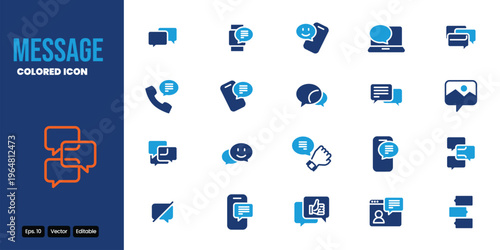 message colored icon set vector design good for web and mobile app