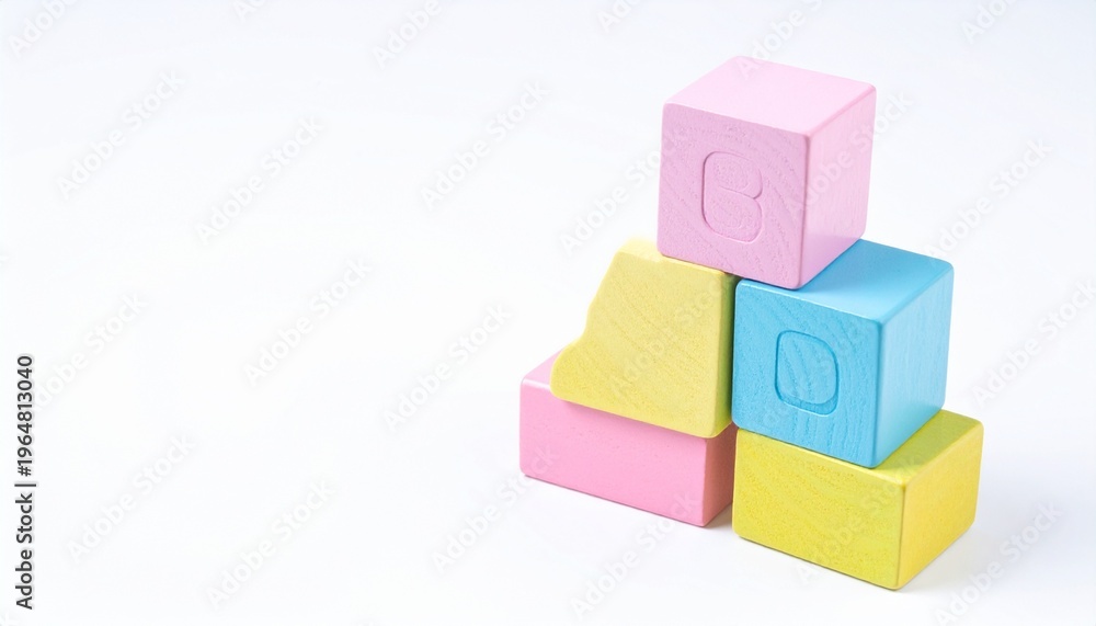 Fototapeta premium Colorful wooden building blocks stack