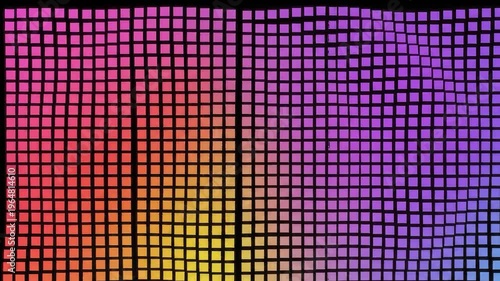 Abstract digital background of wavy grid of colorful squares