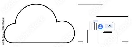 Cloud storage concept. Cloud storage enables efficient CV data management, digital file organization, and accessible information systems. For HR, recruitment tools, or digital storage concepts