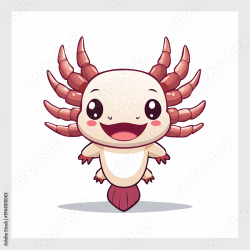 Chibi axolotl smiling with frills