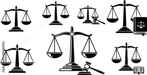 scales of justice icon set vector
