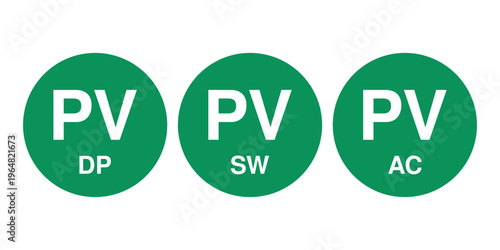 PV Labels Set DP SW AC Solar Photovoltaic Marking Icons Green Vector
