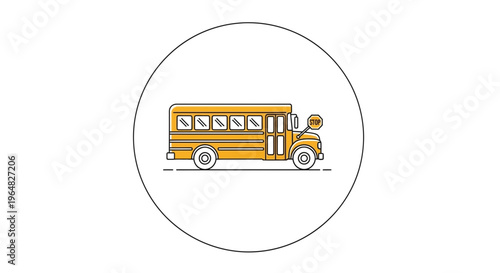 Classic yellow school bus illustration for educational transportation concepts and student travel