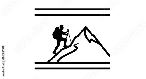 Silhouette of a determined hiker conquering a challenging mountain peak adventure