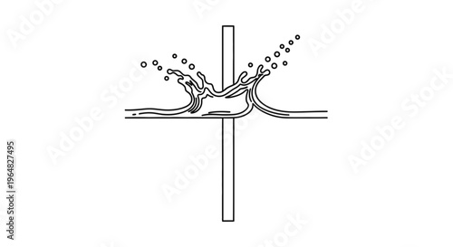 Dynamic monochromatic liquid splash impacting intersecting geometric lines abstract art concept