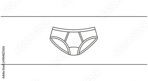 Minimalist line art icon of classic men's briefs undergarment, perfect for simple clothing design