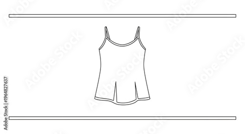 Detailed fashion illustration of a women's classic camisole with delicate spaghetti straps outline