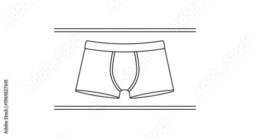 Minimalist outline drawing of comfortable men's boxer brief undergarment for daily wear essentials