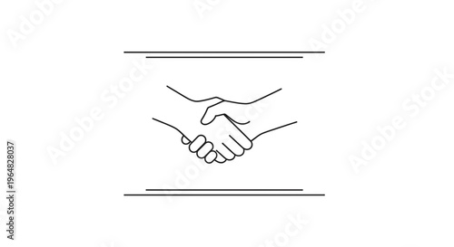 Abstract line art illustration of a professional handshake symbolizing agreement and unity