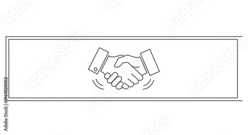 Minimalist outline illustration of two hands shaking, symbolizing partnership and successful