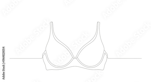 Minimalist continuous line art illustration of a women's intimate undergarment bra design for