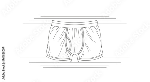 Clean line art illustration of men's boxer briefs, perfect for fashion design and apparel projects
