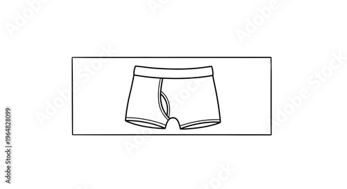 Minimalist line art illustration of men's modern underwear boxer briefs for fashion design concepts