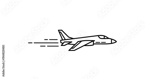 Sleek modern jet aircraft icon depicting rapid air travel and aviation technology swift flight
