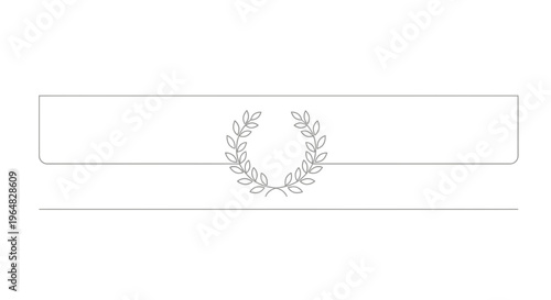 Clean Vector Illustration of a Decorative Laurel Wreath Centered in a Sleek Horizontal Border for