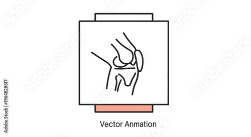 Stylized Human Knee Joint Diagram within a Digital Display Representing Medical Vector Animation
