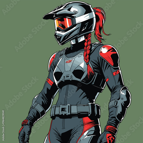 vector image of a female motocross racer