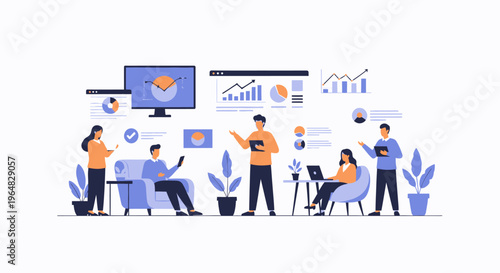 Team of Analysts Presenting Data Analytics in Office