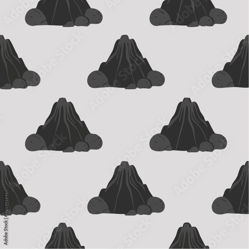 seamless pattern of black volcanic eruption illustrations