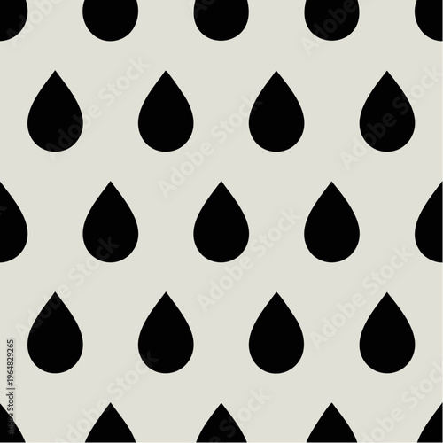 seamless pattern of black teardrop shapes on beige background