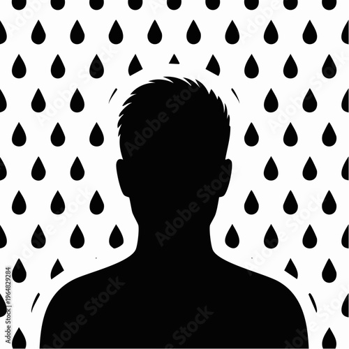 black silhouette of a man standing in the rain