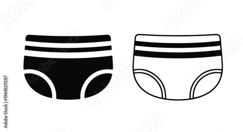 Vector illustration of black and white women's underwear on a plain white background.