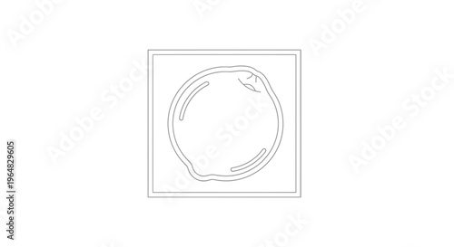 Minimalist line art illustration of a circular contraceptive device sealed in sterile packaging