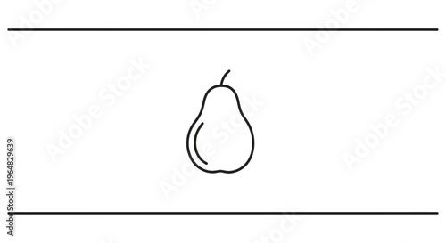 Minimalist pear fruit icon outline drawing on a clean white background illustrating fresh produce