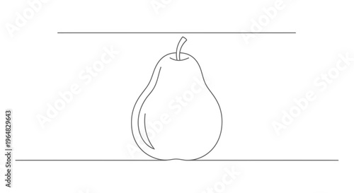 Elegant minimalist continuous line art drawing of a fresh organic pear fruit icon for various