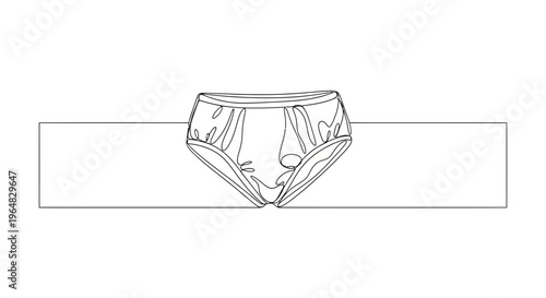 Minimalist continuous line drawing of classic women's or men's underwear briefs on a clean white