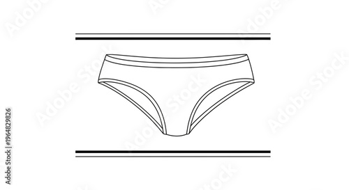 Simple black and white line art illustration of women's classic undergarment briefs