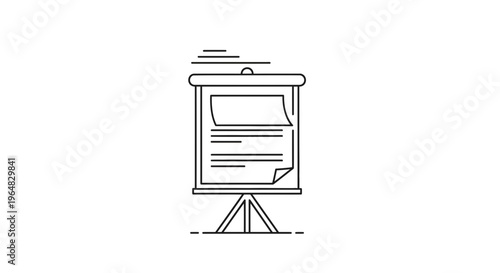 Minimalist line art icon depicting a presentation board for business meetings and educational