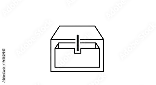 Abstract linear graphic showing a file being inserted into a storage box for data archiving and