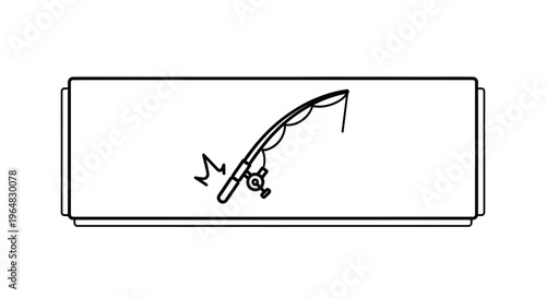 Minimalist fishing rod illustration for outdoor activity and leisure recreation designs