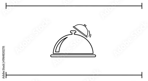 Modern graphic depiction of meal service bell ringing on cloche icon for hospitality applications